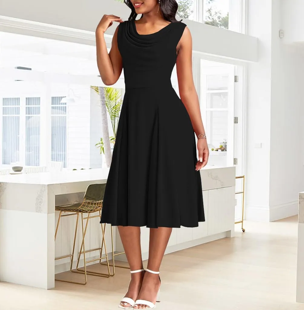 LightlyKiss Women's Summer Short Sleeved Casual Formal Church Wedding Guest Work Clothes