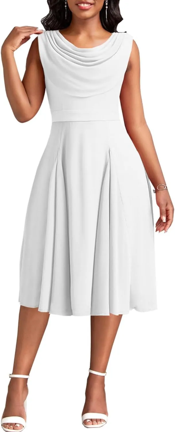 LightlyKiss Women's Summer Short Sleeved Casual Formal Church Wedding Guest Work Clothes