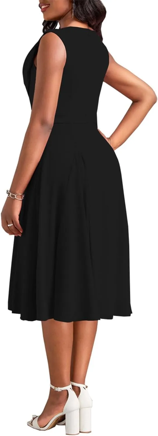 LightlyKiss Women's Summer Short Sleeved Casual Formal Church Wedding Guest Work Clothes