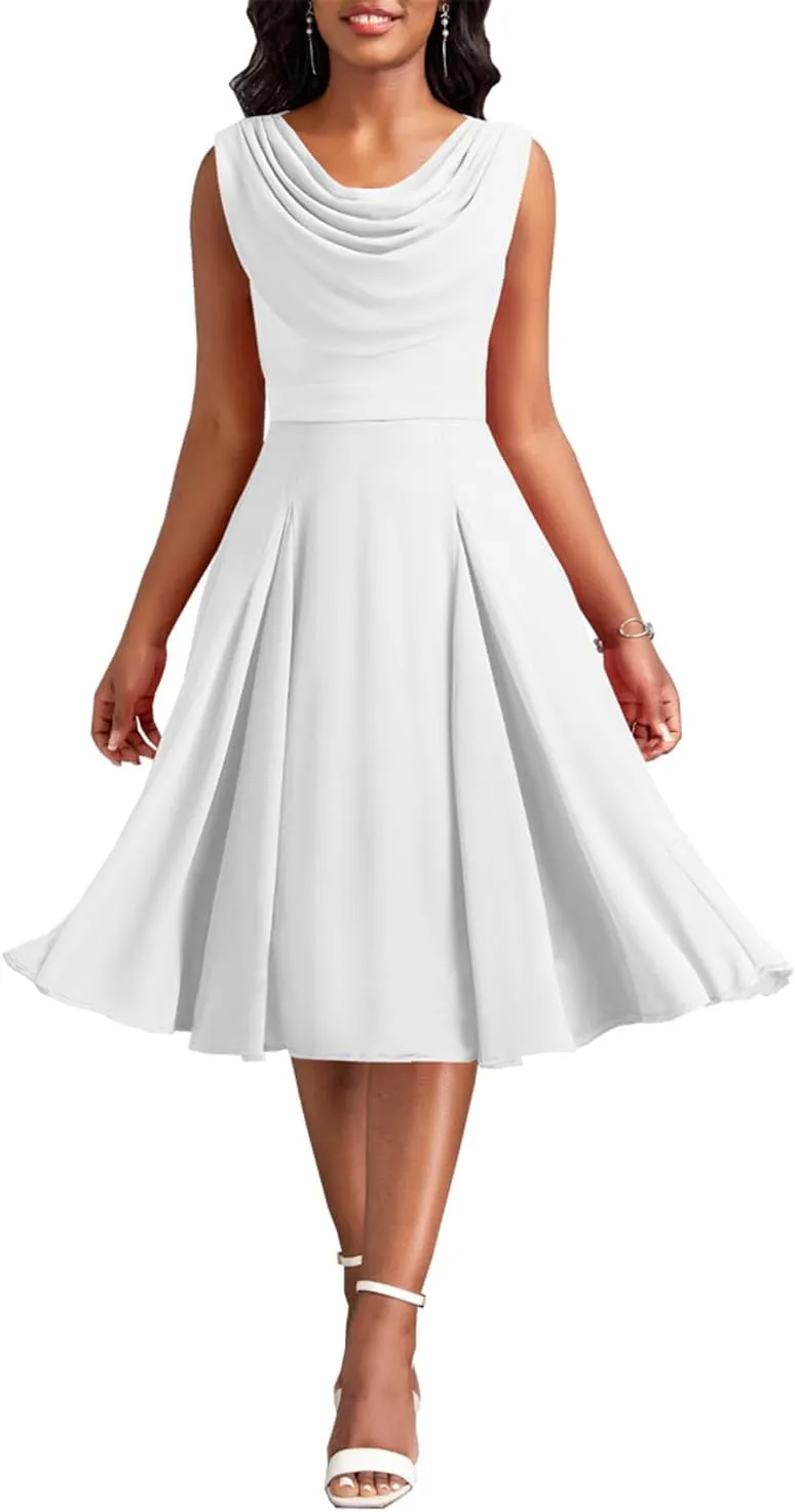 LightlyKiss Women's Summer Short Sleeved Casual Formal Church Wedding Guest Work Clothes