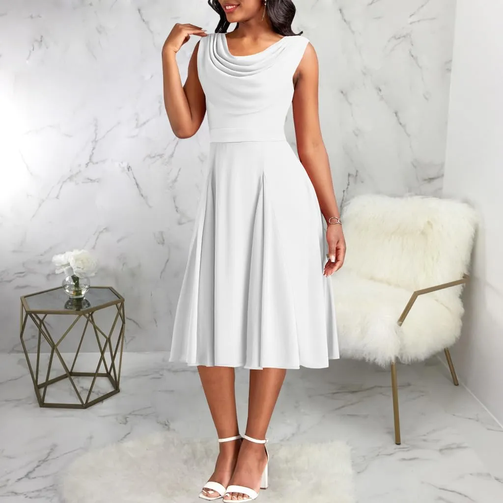 LightlyKiss Women's Summer Short Sleeved Casual Formal Church Wedding Guest Work Clothes