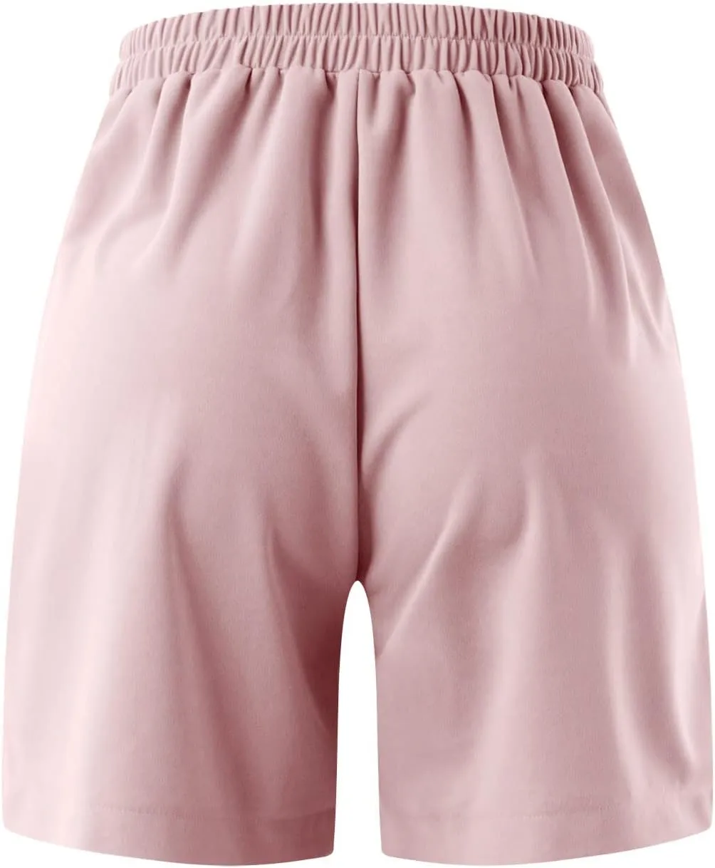 Linen Shorts for Women Casual High Waisted Comfy Shorts Summer Baggy Trendy Short Pants Pockets Beach Vacation Outfit
