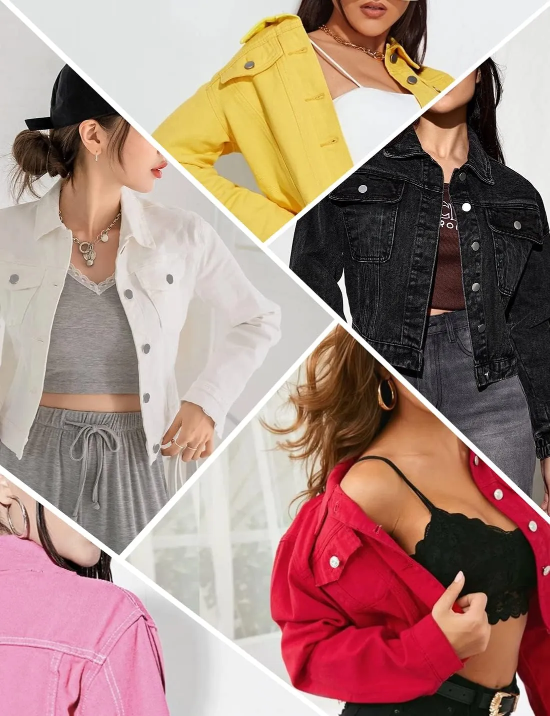 Locachy Women's Casual Denim Jacket Solid Color Basic Long Sleeve Jean Jacket Coat
