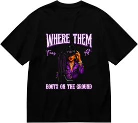Made in USA Boots On Where Them Fans at Black Cowgirl Casual T-Shirt for Men Women