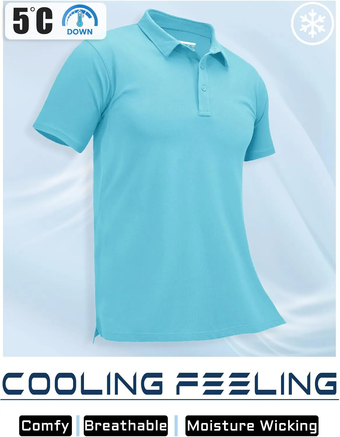 MAGCOMSEN Men's Polo Shirts Short Sleeve Cotton Pique Golf Shirt Casual Collared Shirt Lightweight Work Shirts with 3 Buttons