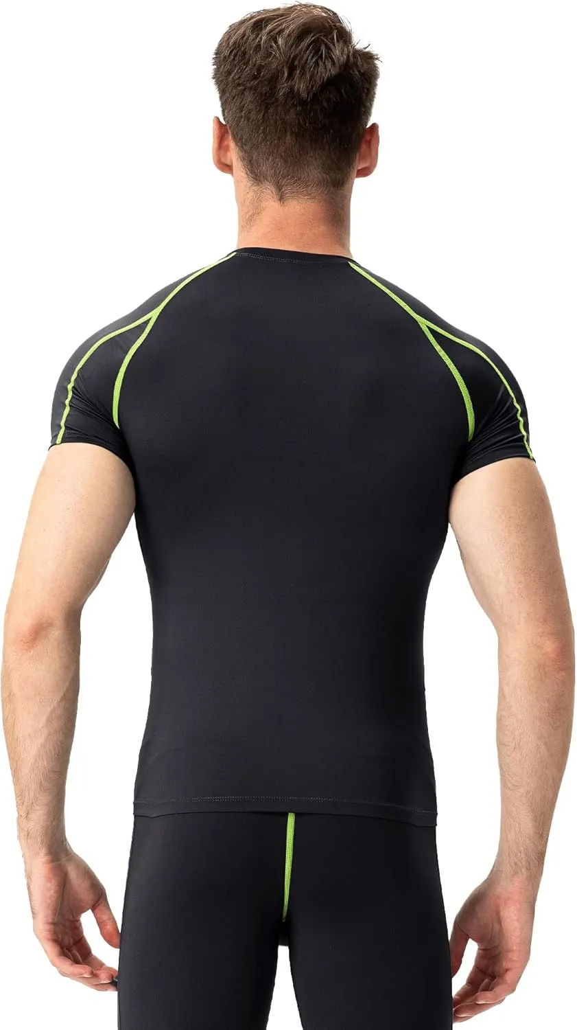 Men's Athletic Short Sleeve Stretch Compression Shirts Performance T-Shirt Running Workout Tops Quick Dry Base Layer