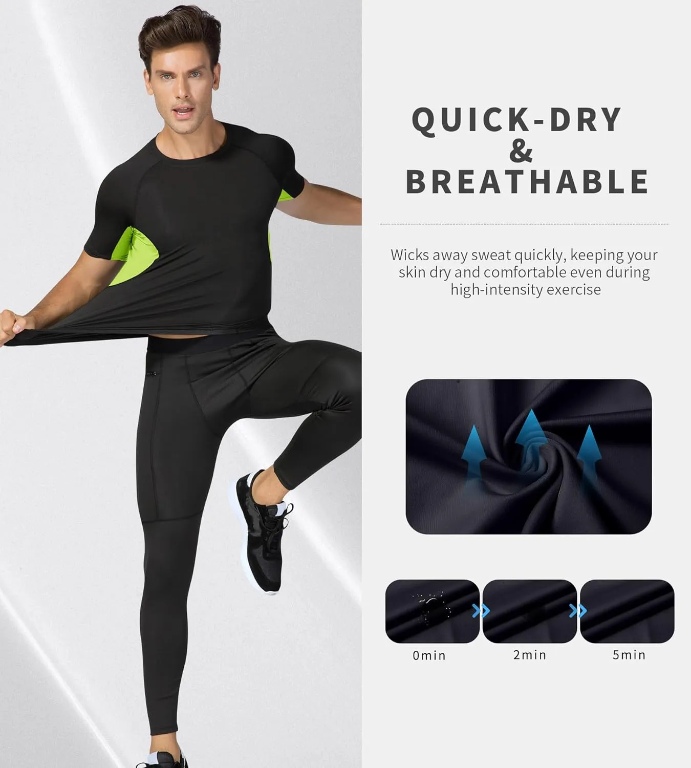 Men's Athletic Short Sleeve Stretch Compression Shirts Performance T-Shirt Running Workout Tops Quick Dry Base Layer