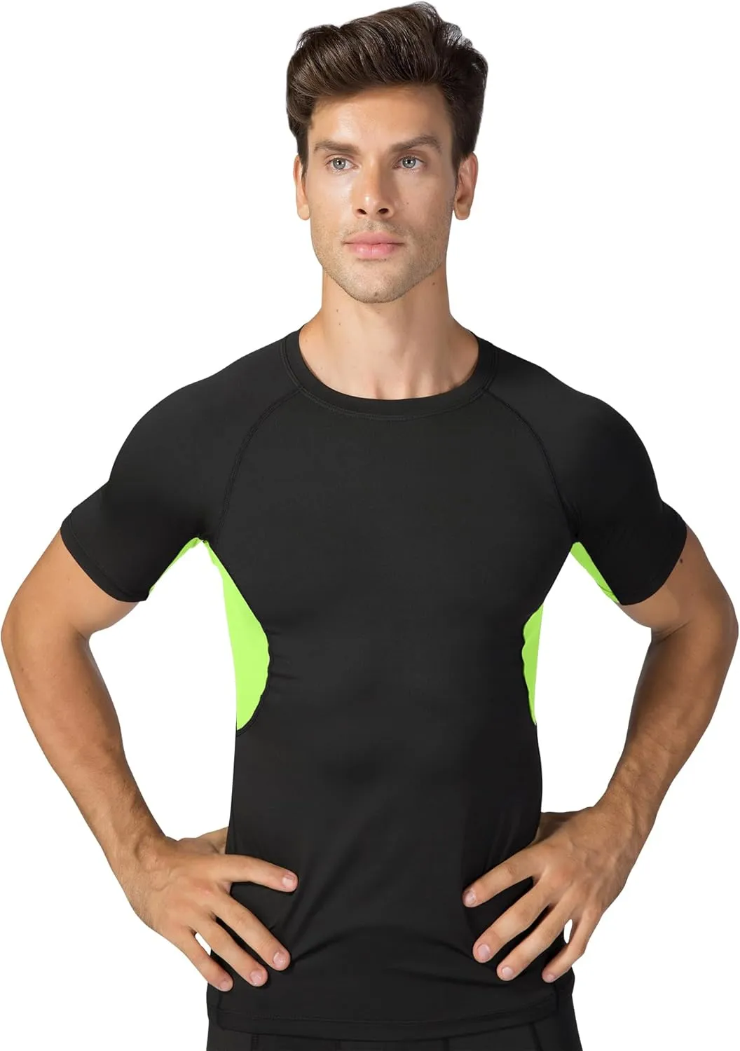 Men's Athletic Short Sleeve Stretch Compression Shirts Performance T-Shirt Running Workout Tops Quick Dry Base Layer