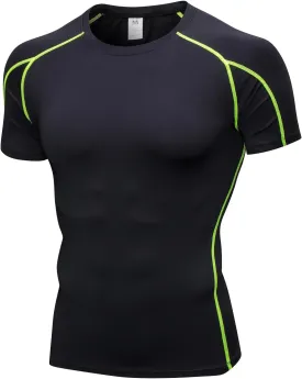 Men's Athletic Short Sleeve Stretch Compression Shirts Performance T-Shirt Running Workout Tops Quick Dry Base Layer
