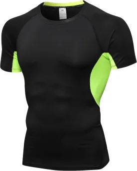 Men's Athletic Short Sleeve Stretch Compression Shirts Performance T-Shirt Running Workout Tops Quick Dry Base Layer
