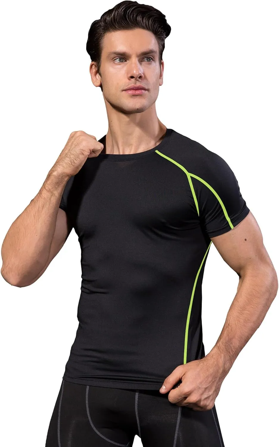 Men's Athletic Short Sleeve Stretch Compression Shirts Performance T-Shirt Running Workout Tops Quick Dry Base Layer