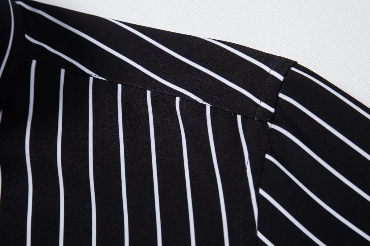 Mens Dress Shirts Stretch Long Sleeve Button Down Shirts Print Regular Fit Casual Busines Shirt