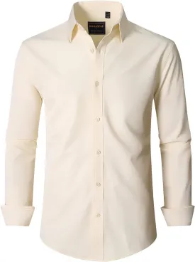 Men's Dress Shirts Stretch Wrinkle Free Formal Long Sleeve Shirts Business Casual Button Down Shirt