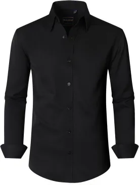 Men's Dress Shirts Stretch Wrinkle Free Formal Long Sleeve Shirts Business Casual Button Down Shirt