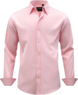 Men's Dress Shirts Stretch Wrinkle Free Formal Long Sleeve Shirts Business Casual Button Down Shirt