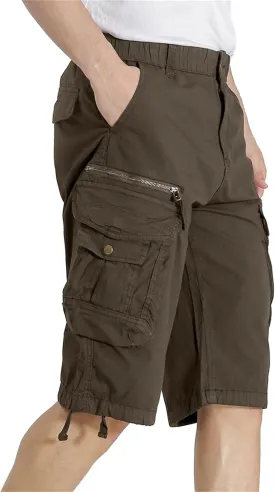 Mens Elastic Waist Cargo Shorts Zipper Pocket Relaxed Fit Stretch Cotton Hiking Camo Cargo Shorts for Men
