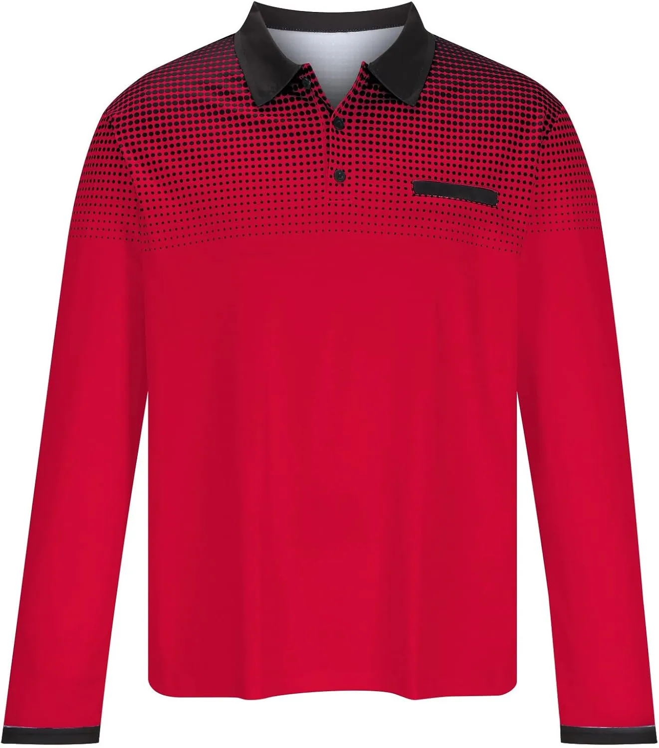 Men's Gradient Printed Sport Shirt Button Lapel Long Sleeve Tops Casual Golf Polo Shirts Fall Winter Tops