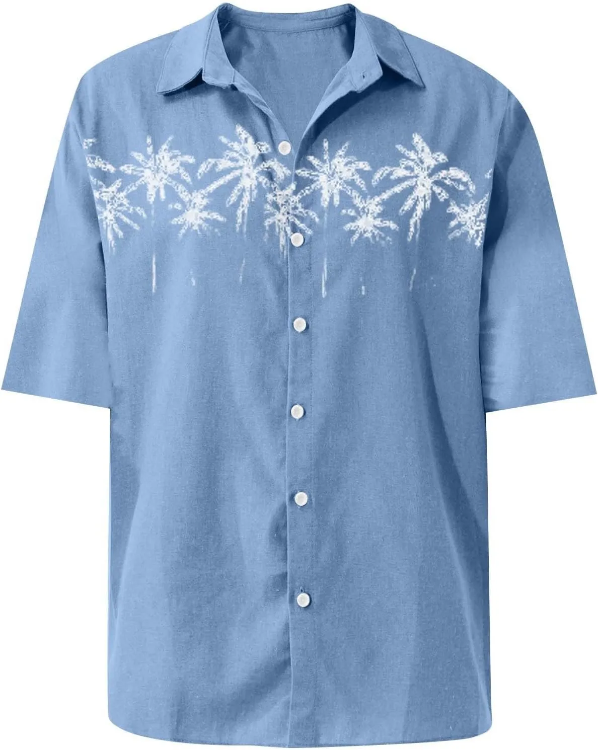 Men's Hawaiian Short Sleeve Shirts Summer Casual Floral Button Down Shirts Tropical Holiday Beach Loose Shirt Blouse
