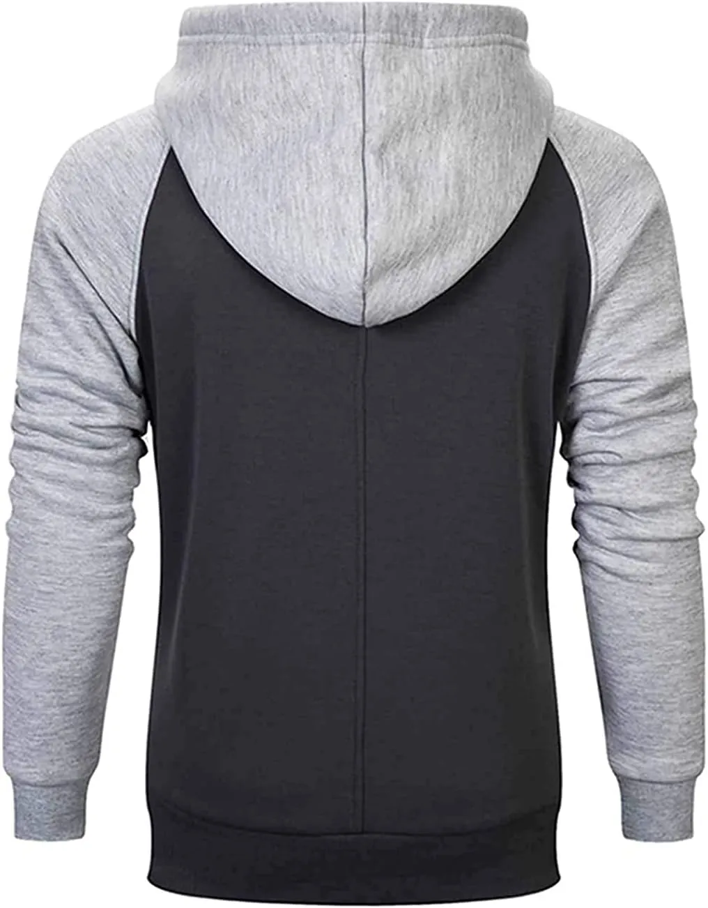 Mens Hoodies Patchwork Pullover Fleece Color Block Long Sleeve Sweatshirts Casual Tops with Pocket