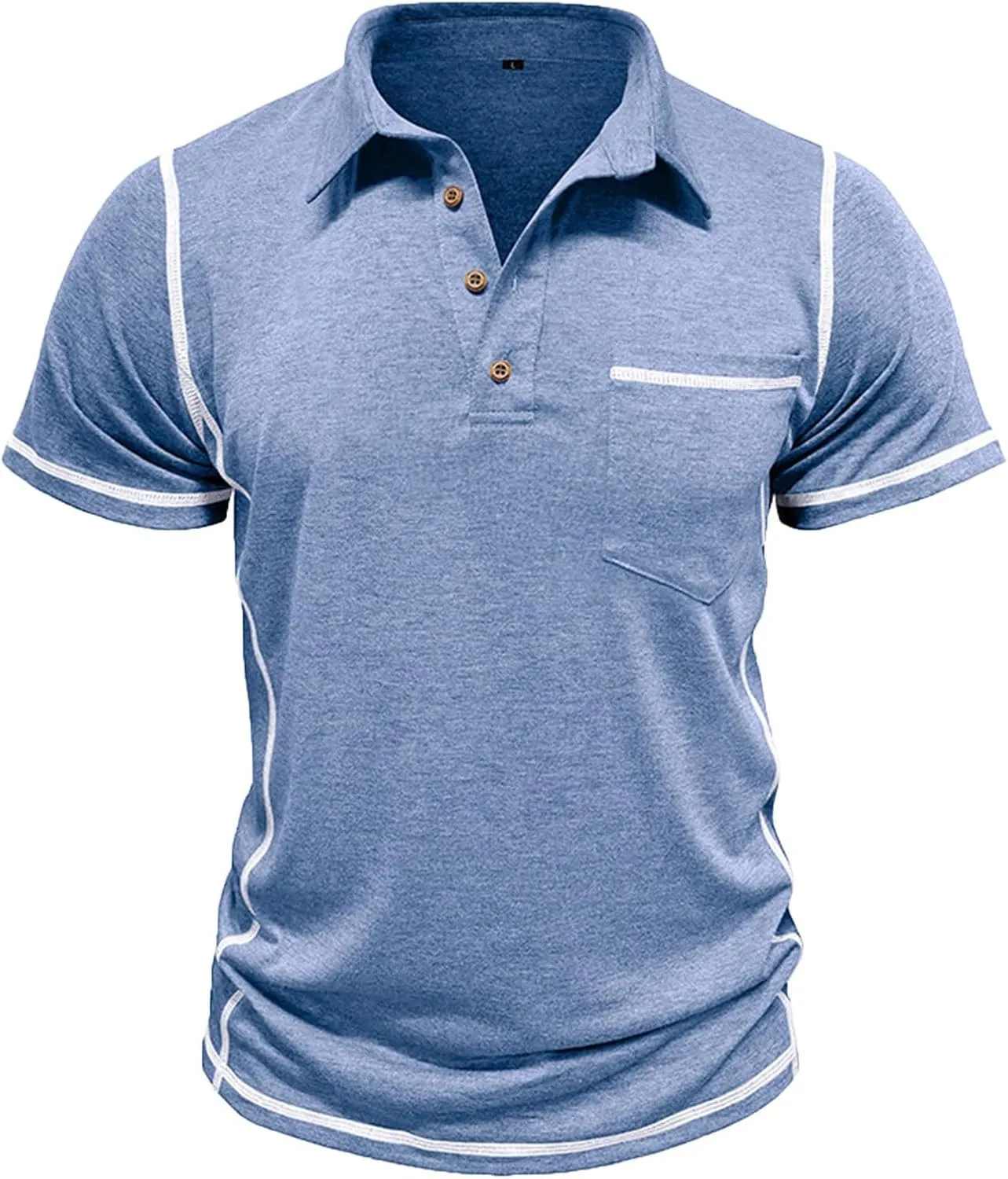 Mens Polo Shirts Short Sleeve Collared Button Polos Moisture Wicking Business Casual Work Golf Shirt with Pocket