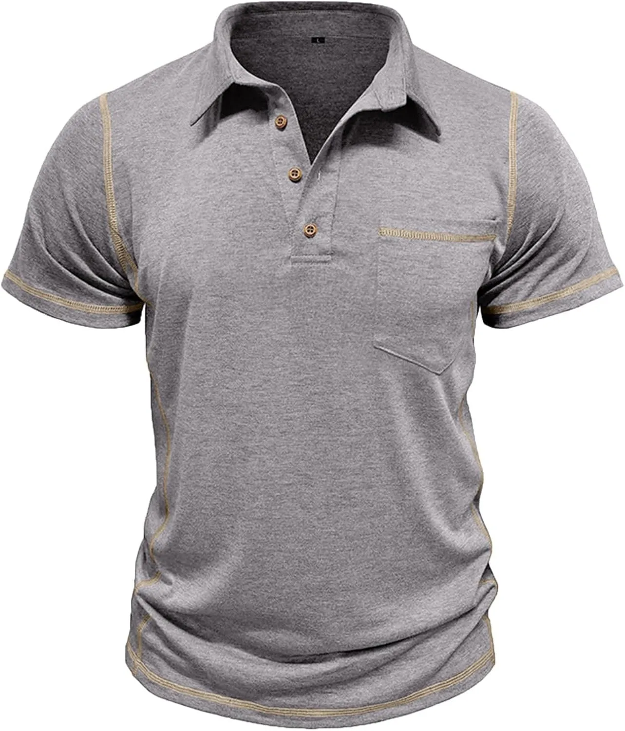 Mens Polo Shirts Short Sleeve Collared Button Polos Moisture Wicking Business Casual Work Golf Shirt with Pocket