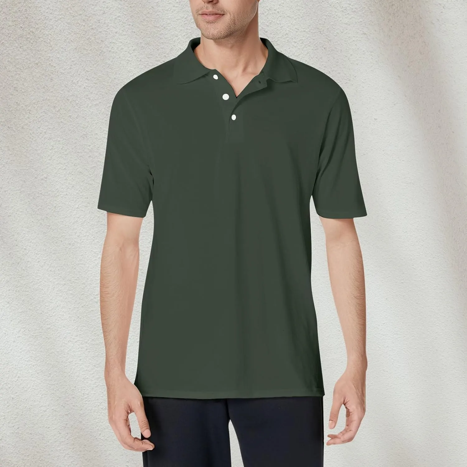 Men's Polo Shirts Summer Short Sleeve Casual 3 Button T-Shirts Classic Basic Golf Work Tees Tops with Pocket