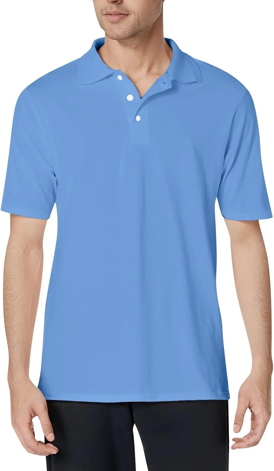 Men's Polo Shirts Summer Short Sleeve Casual 3 Button T-Shirts Classic Basic Golf Work Tees Tops with Pocket