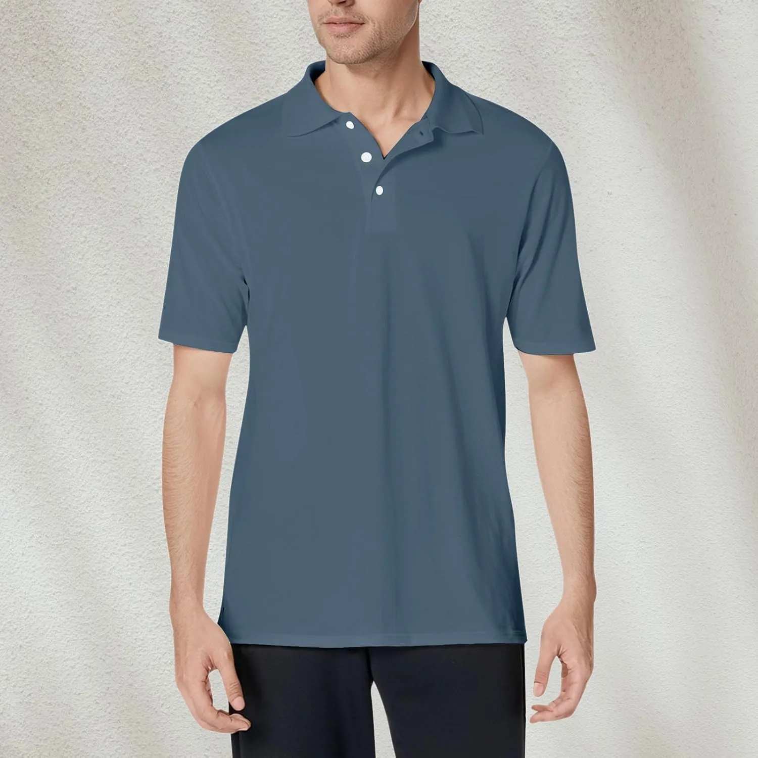 Men's Polo Shirts Summer Short Sleeve Casual 3 Button T-Shirts Classic Basic Golf Work Tees Tops with Pocket