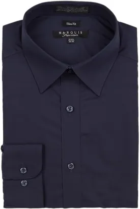 Men’s Solid Long Sleeve Casual Business Formal Wrinkle Free Slim Fit Dress Shirt