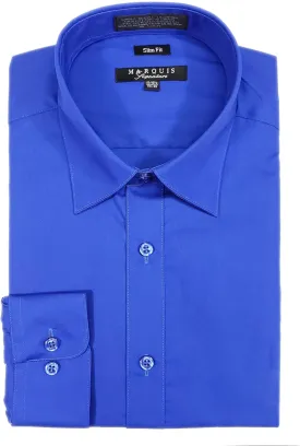 Men’s Solid Long Sleeve Casual Business Formal Wrinkle Free Slim Fit Dress Shirt