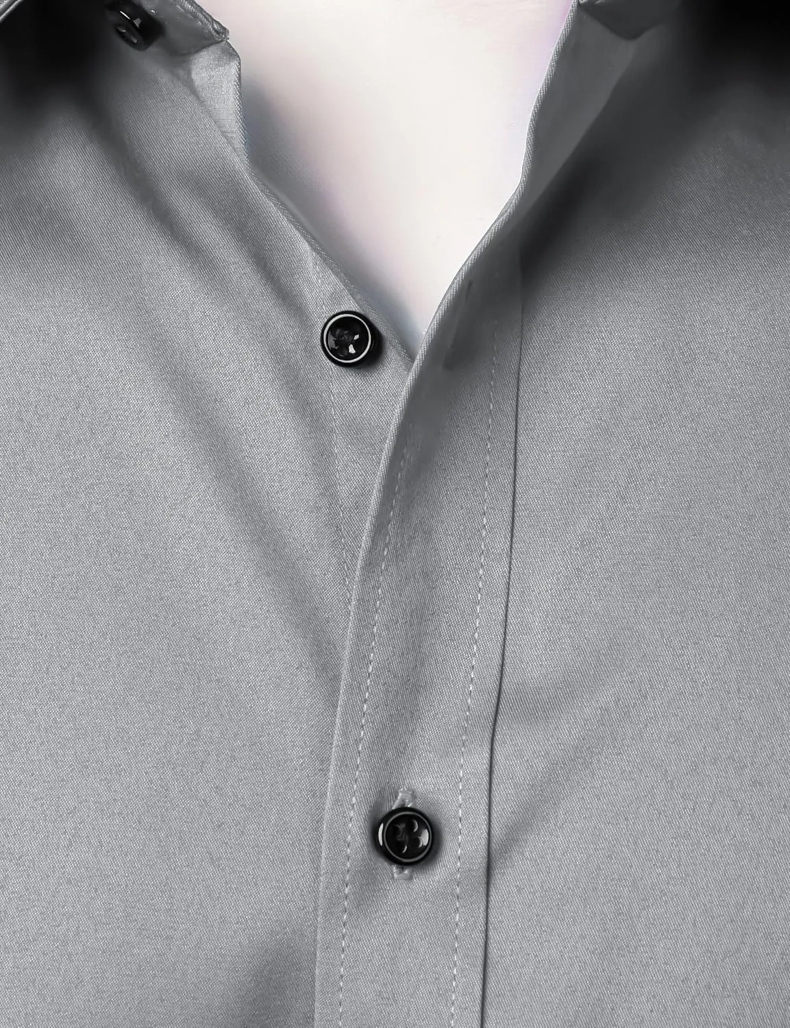 Men's Stretch Wrinkle Free Dress Shirts Formal Wedding Prom Short Sleeve Slim Fit Button Down Shirt