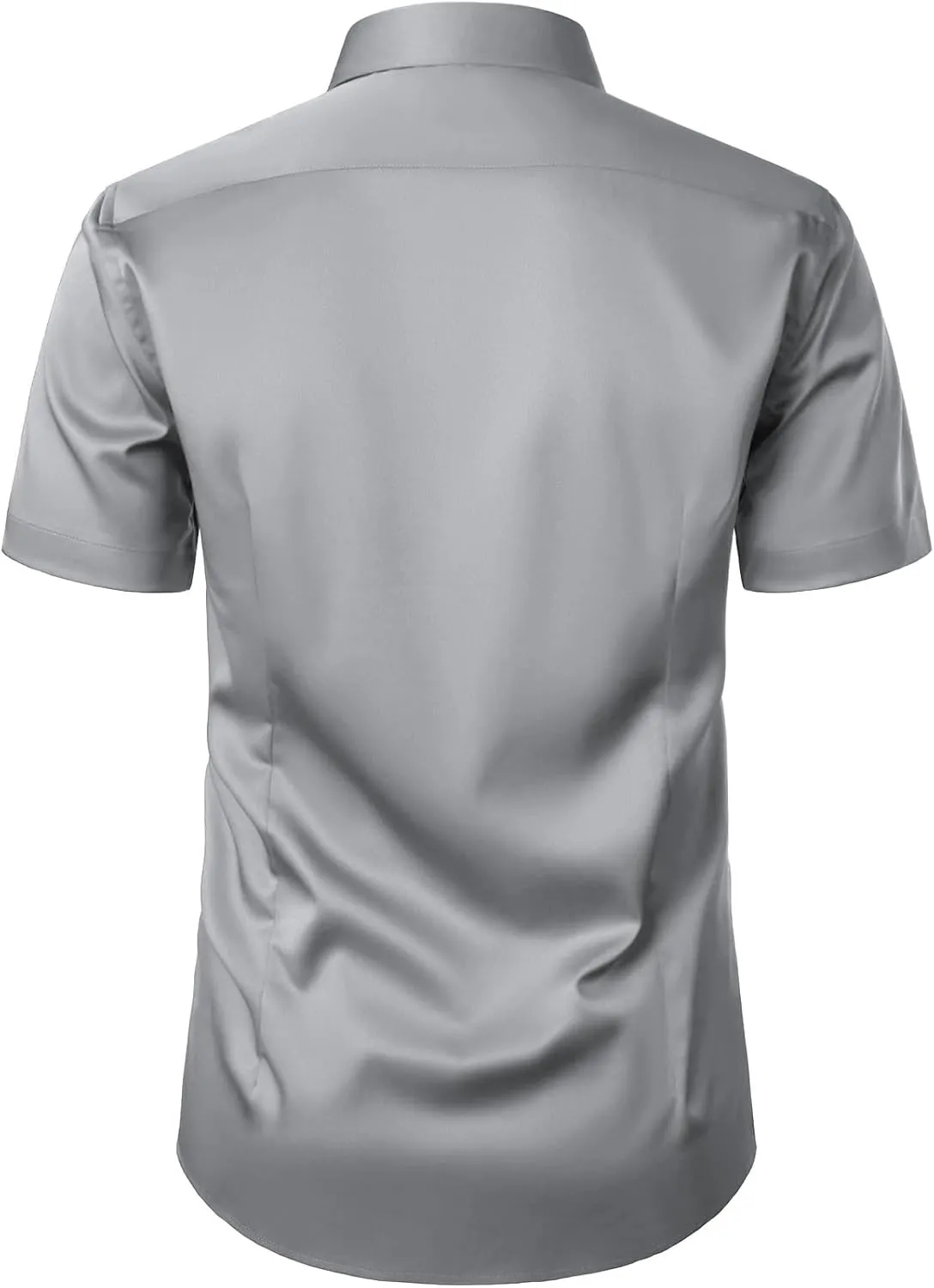 Men's Stretch Wrinkle Free Dress Shirts Formal Wedding Prom Short Sleeve Slim Fit Button Down Shirt