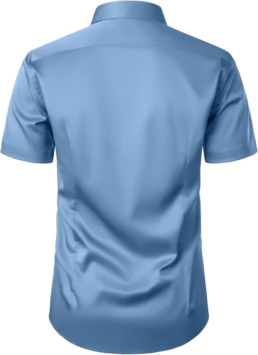 Men's Stretch Wrinkle Free Dress Shirts Formal Wedding Prom Short Sleeve Slim Fit Button Down Shirt