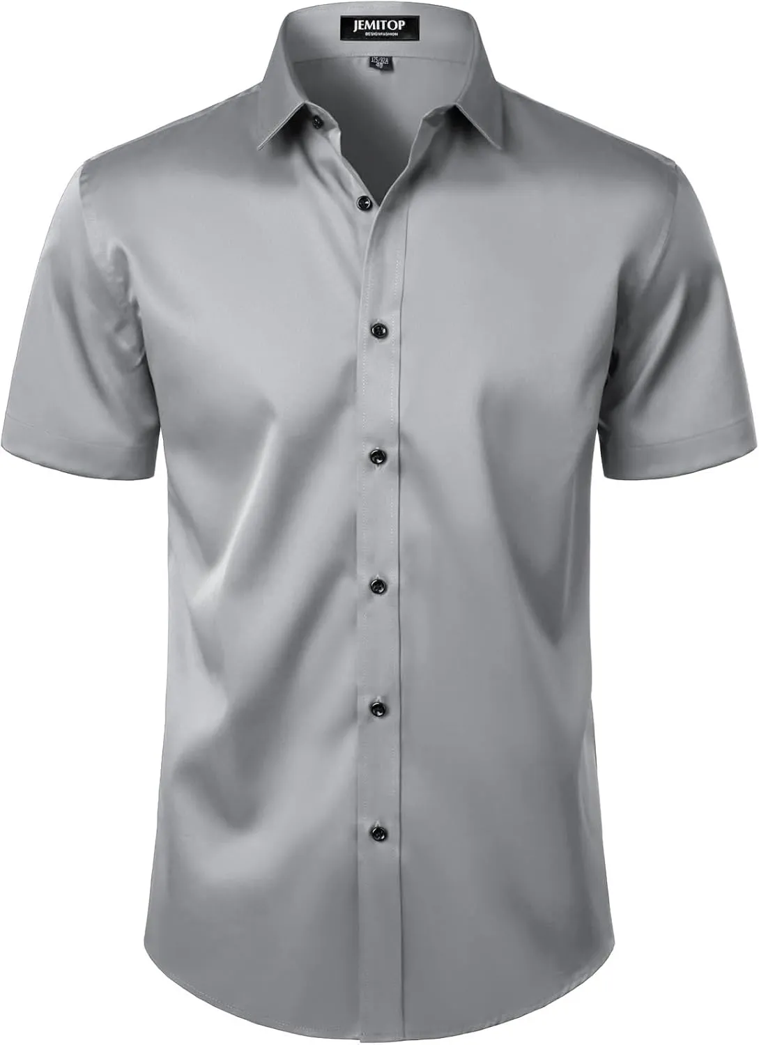 Men's Stretch Wrinkle Free Dress Shirts Formal Wedding Prom Short Sleeve Slim Fit Button Down Shirt