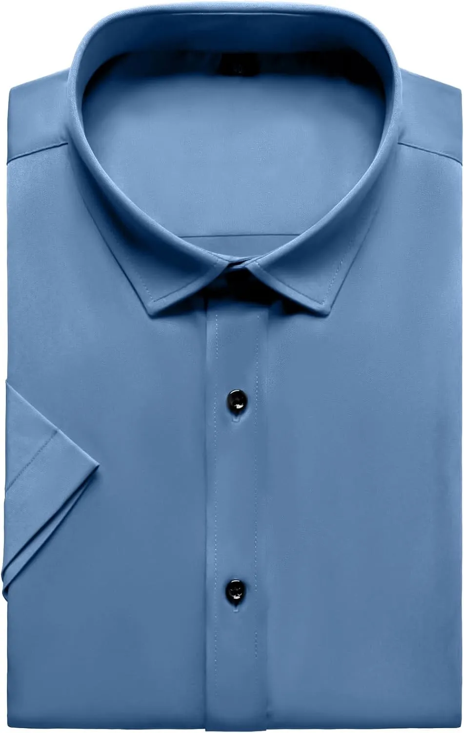 Men's Stretch Wrinkle Free Dress Shirts Formal Wedding Prom Short Sleeve Slim Fit Button Down Shirt