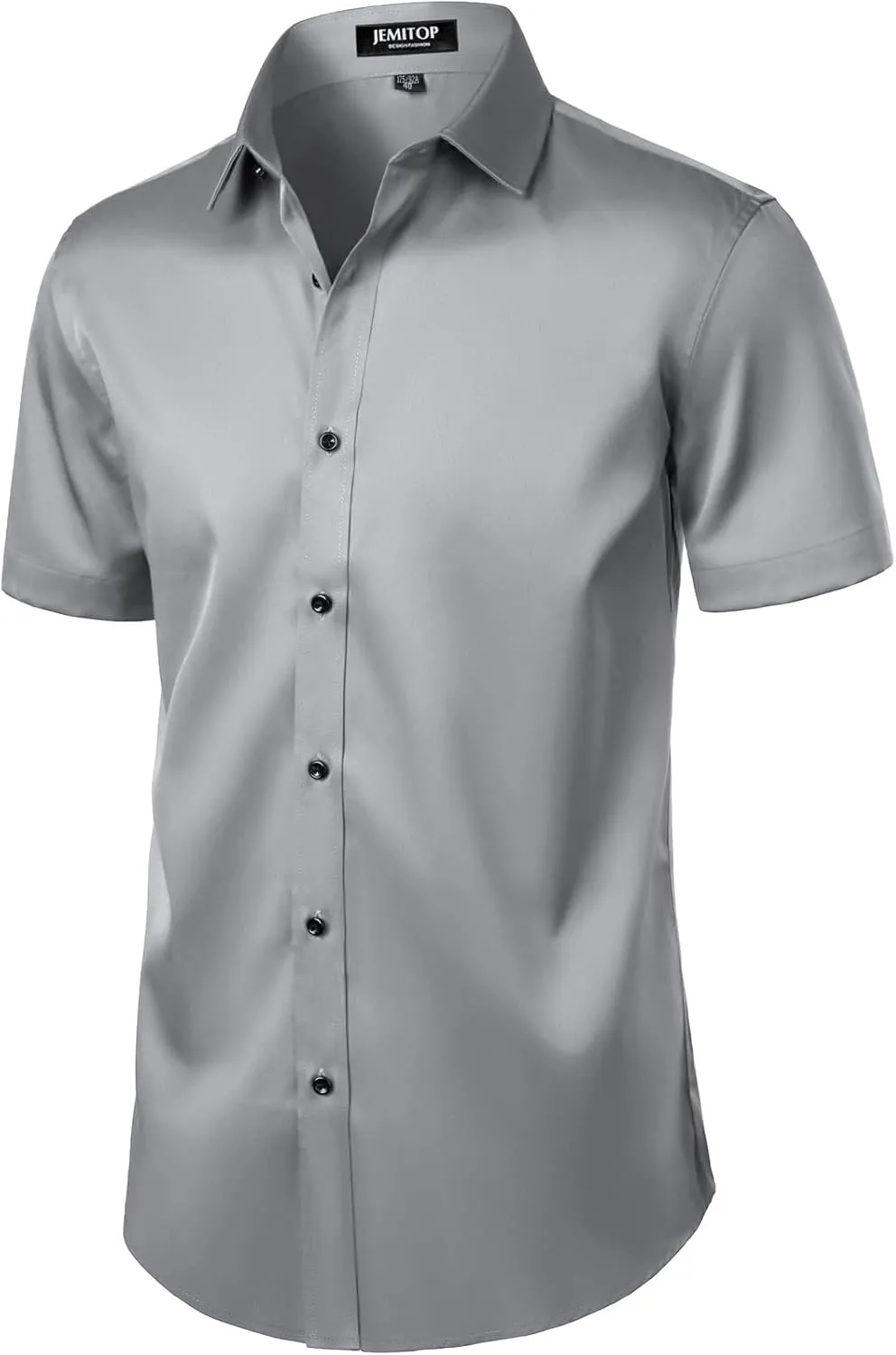 Men's Stretch Wrinkle Free Dress Shirts Formal Wedding Prom Short Sleeve Slim Fit Button Down Shirt