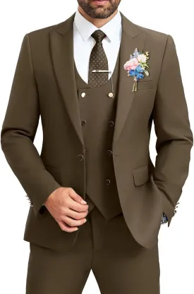 Men's Suit Slim Fit 3 Piece Double Breasted Suits Prom Tuxedo Set Formal Casual Jacket Blazer Vest Pant Wedding Suit for Men