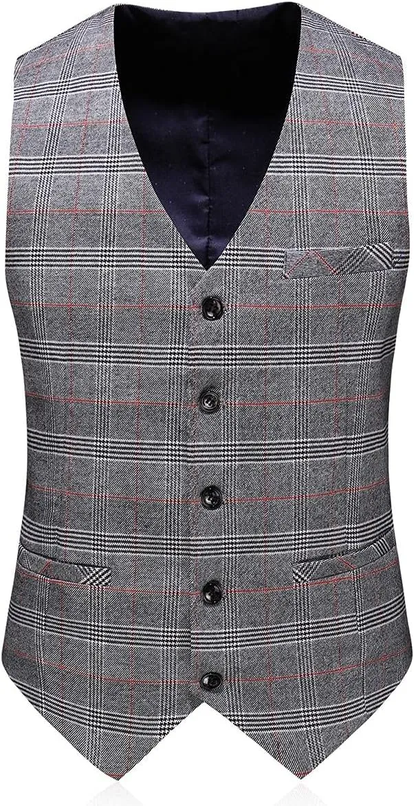 Mens Suits 3 Piece Check Plaid Suit Single Breasted One Button Jackets Formal Dress Party Prom Tuxedo Suits Blazer Set