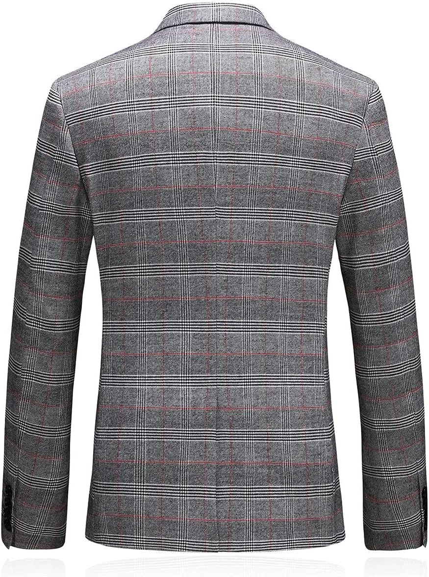Mens Suits 3 Piece Check Plaid Suit Single Breasted One Button Jackets Formal Dress Party Prom Tuxedo Suits Blazer Set