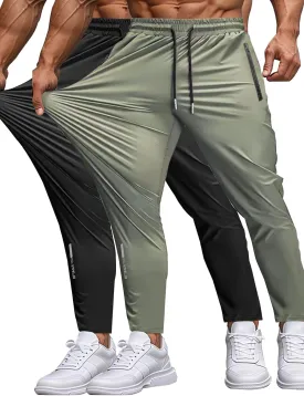 Men's Sweatpants Lightweight Active Pants Quick Dry for Running Jogging YogaGolf with Zipper Pockets