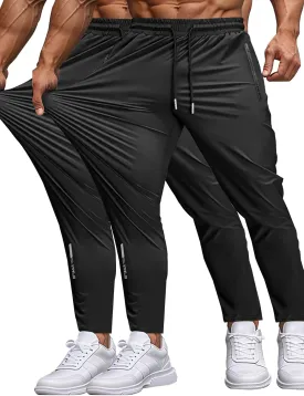 Men's Sweatpants Lightweight Active Pants Quick Dry for Running Jogging YogaGolf with Zipper Pockets