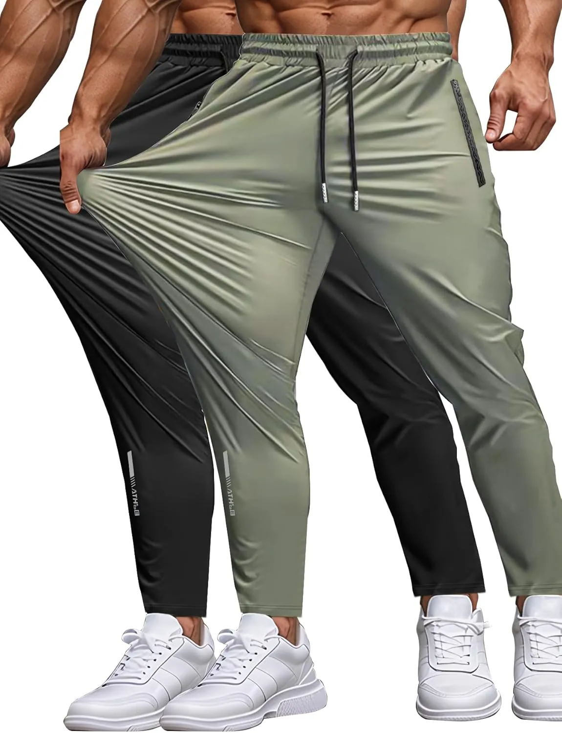 Men's Sweatpants Lightweight Active Pants Quick Dry for Running Jogging YogaGolf with Zipper Pockets