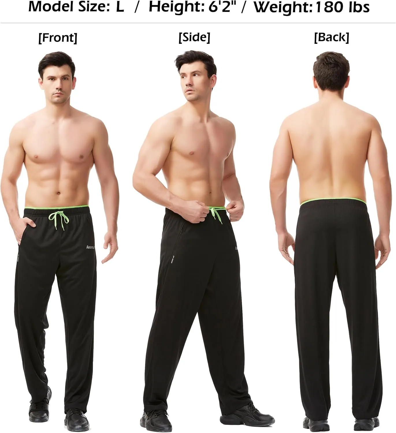 Mens Sweatpants with Zipper Pockets Open Bottom Athletic Pants for Workout,Running,Training,Jogging,Gym