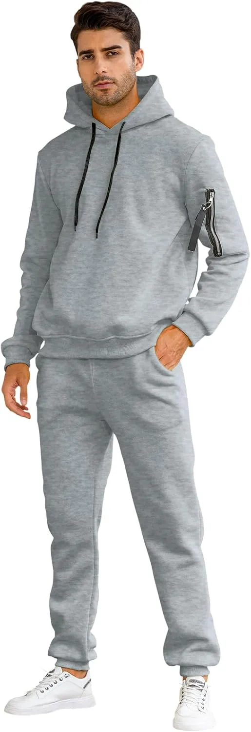 Mens Sweatsuits Set 2 Piece Hoodie Outfit Jogging Tracksuits for Men Casual Athletic Long Sleeve Pullover Suit Set