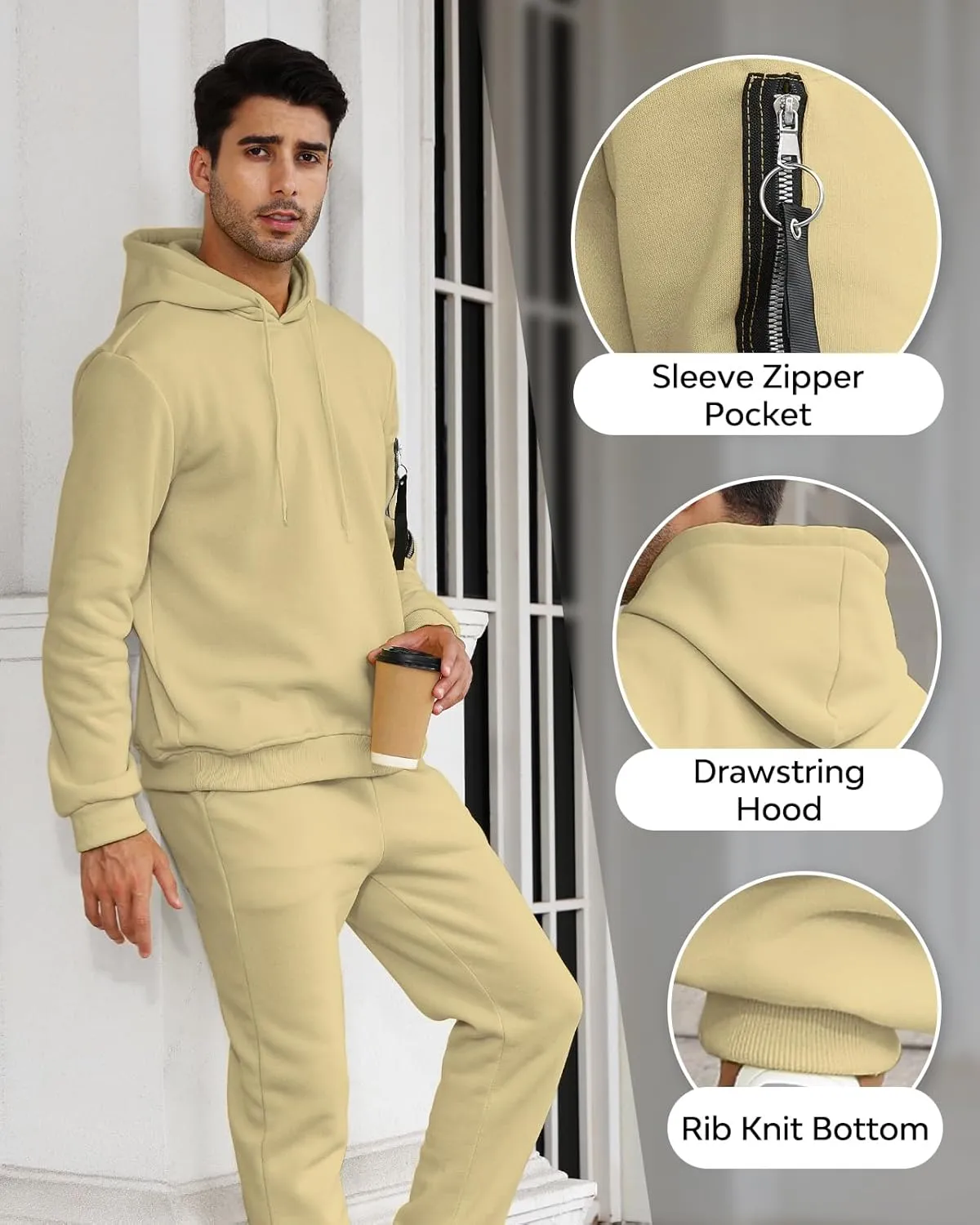 Mens Sweatsuits Set 2 Piece Hoodie Outfit Jogging Tracksuits for Men Casual Athletic Long Sleeve Pullover Suit Set