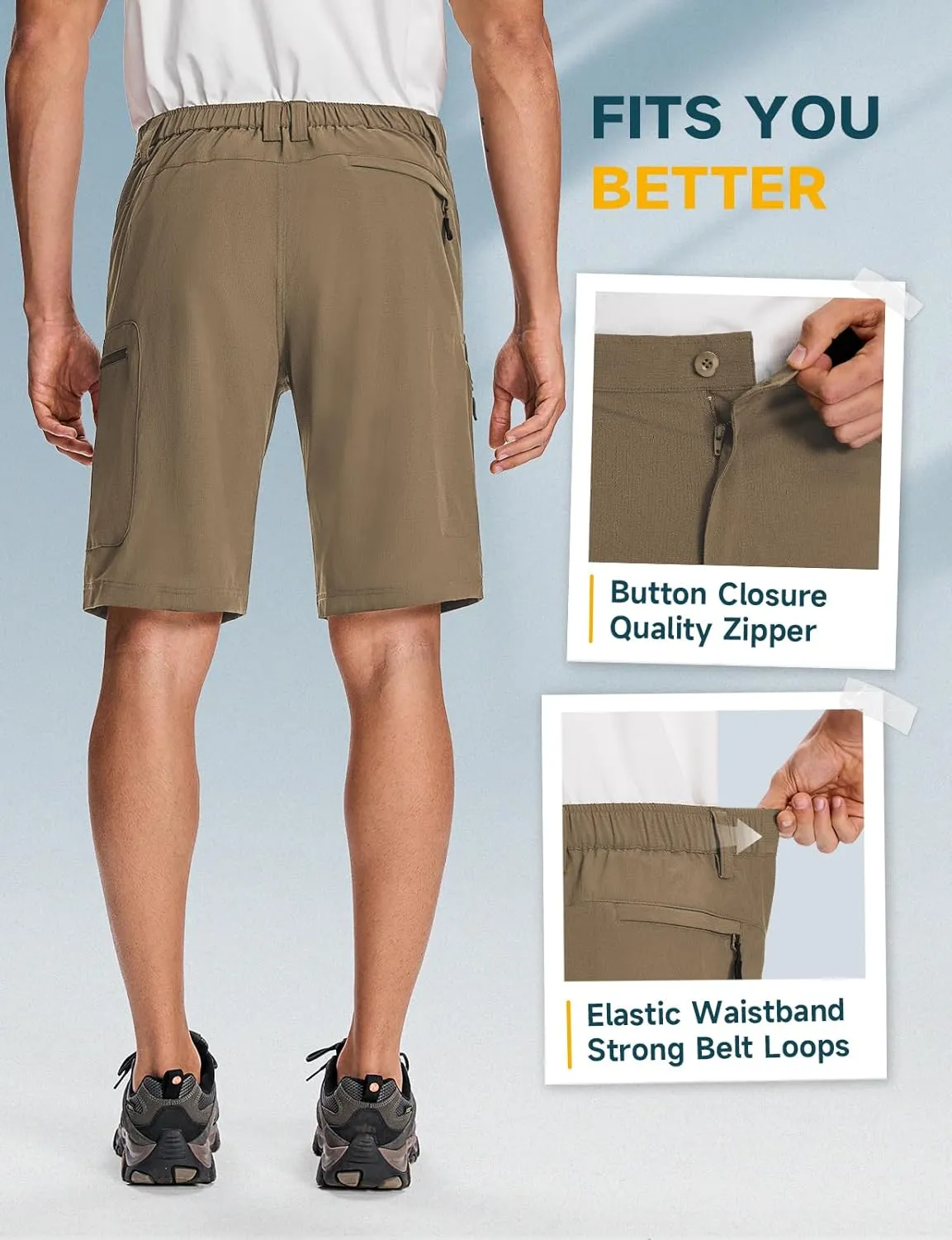 Moosehill Mens Cargo Hiking Shorts Lightweight Water Resistant for Casual Golf Work Tactical Fishing with 6 Pockets