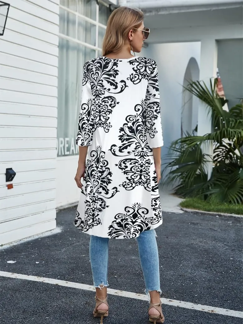 Naggoo Women's 3/4 Sleeve Button V Neck High Low Loose Fit Casual Long Tunic Tops Tee Shirts S-3XL