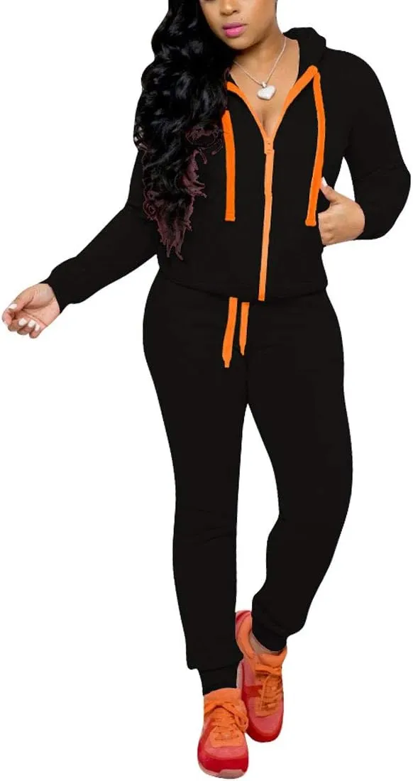 Nimsruc Two Piece Outfits For Women Jogging Suits Casual Jogger Tracksuit Long Sleeve Hoodie Sweatsuit Pants Sets
