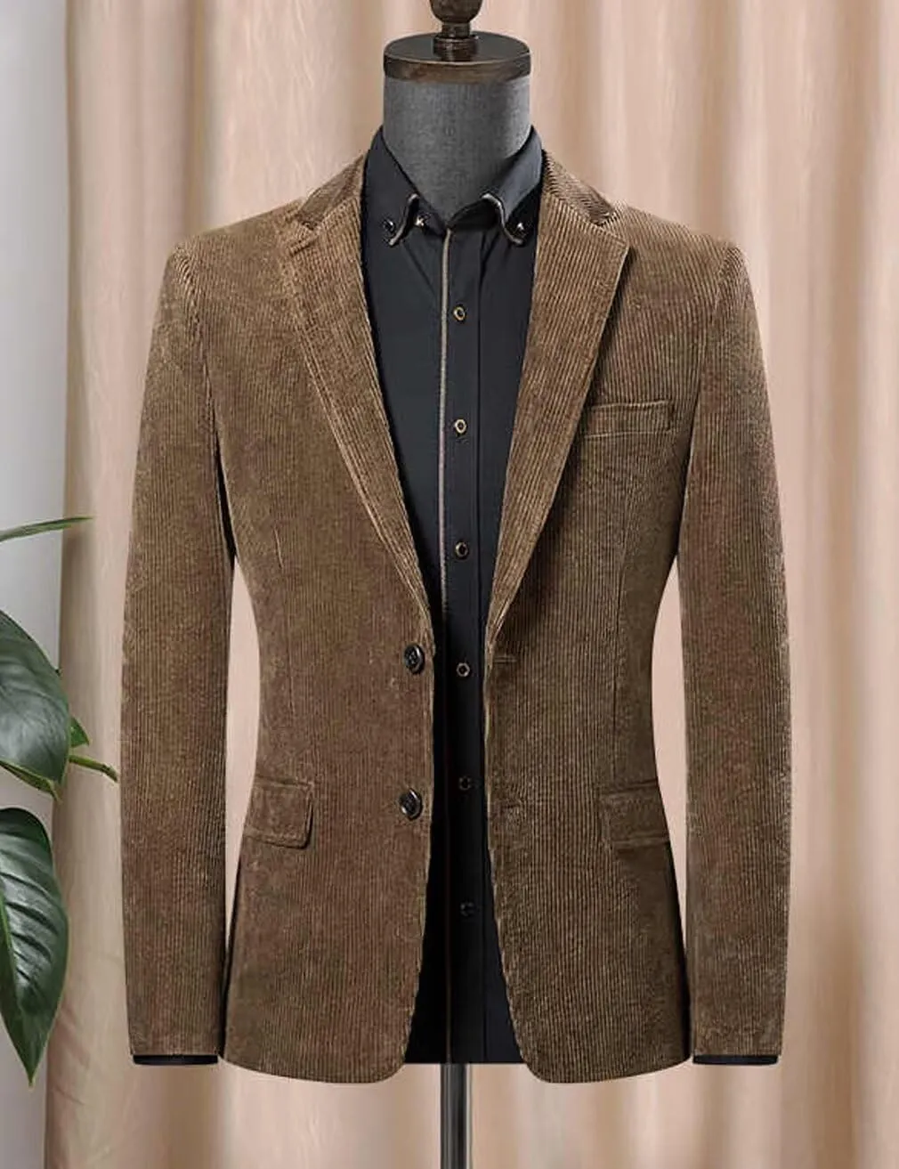 ONAXTDA Men's Corduroy Blazer with Elbow Patch Business Casual Jacket Spring Fall Sport Coats