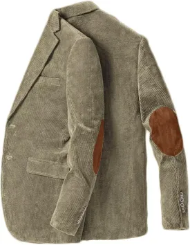 ONAXTDA Men's Corduroy Blazer with Elbow Patch Business Casual Jacket Spring Fall Sport Coats